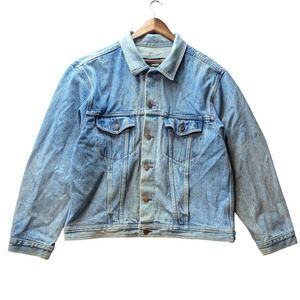 Generation One Mens Light Wash Denim Trucker Jacket Size XL Faded Y2K Grunge 90s